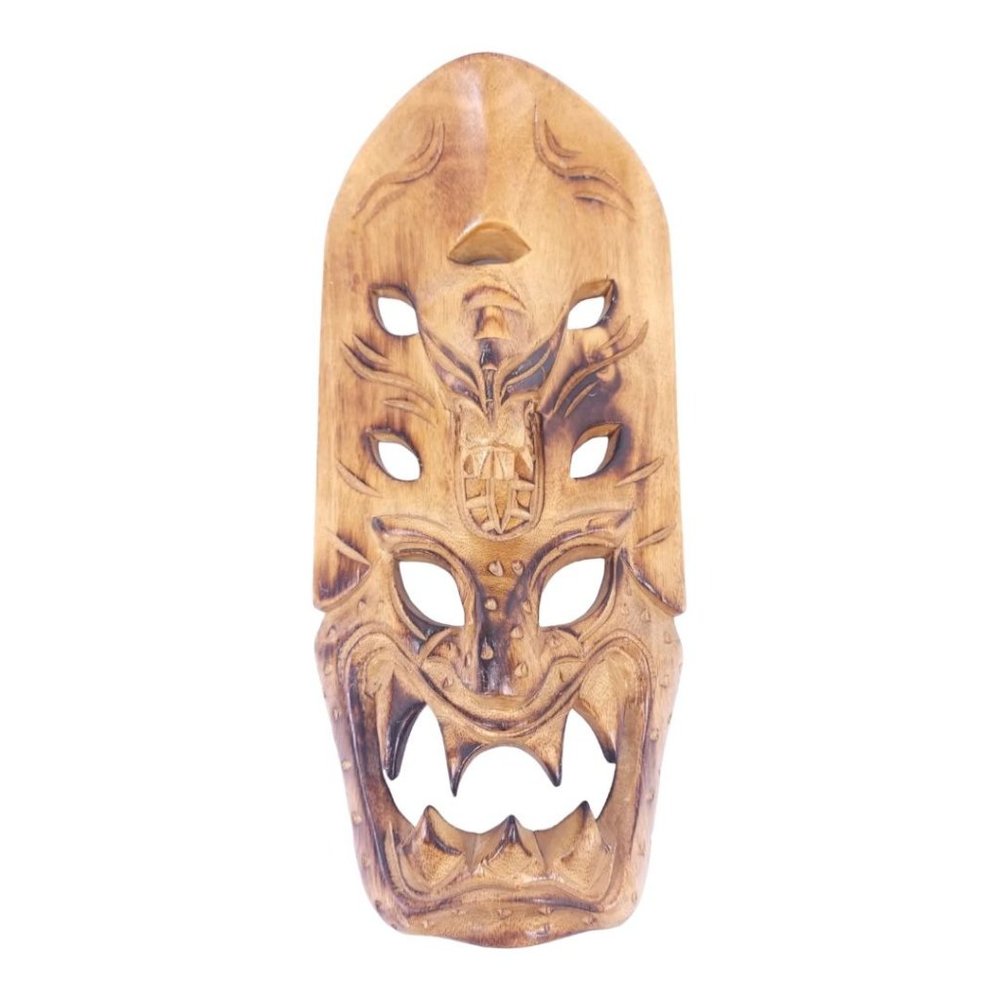 Carved Wood Tribal Dragon Mask